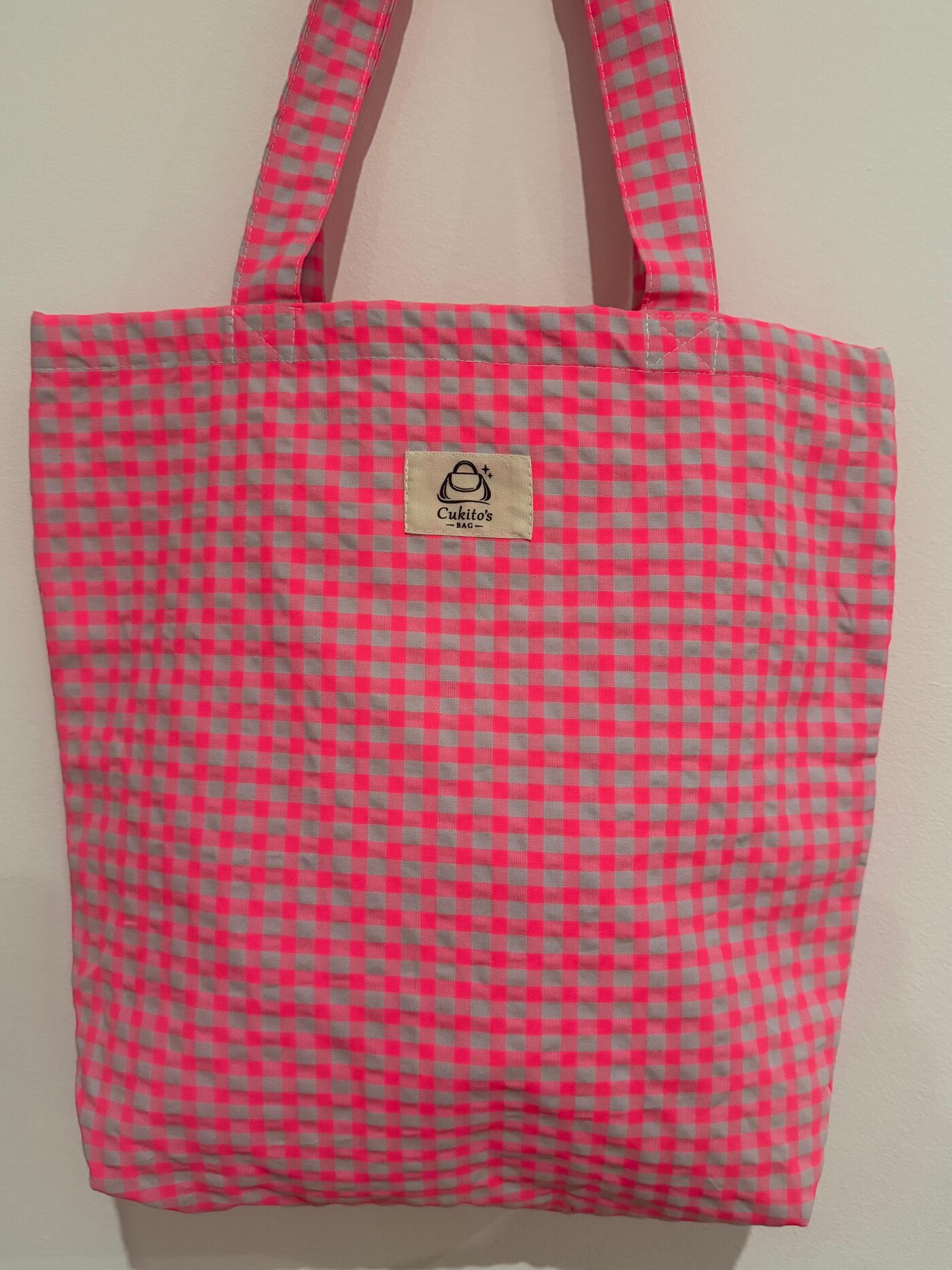 Bolsa Grande Sin Cremallera Vichy Fucsia
