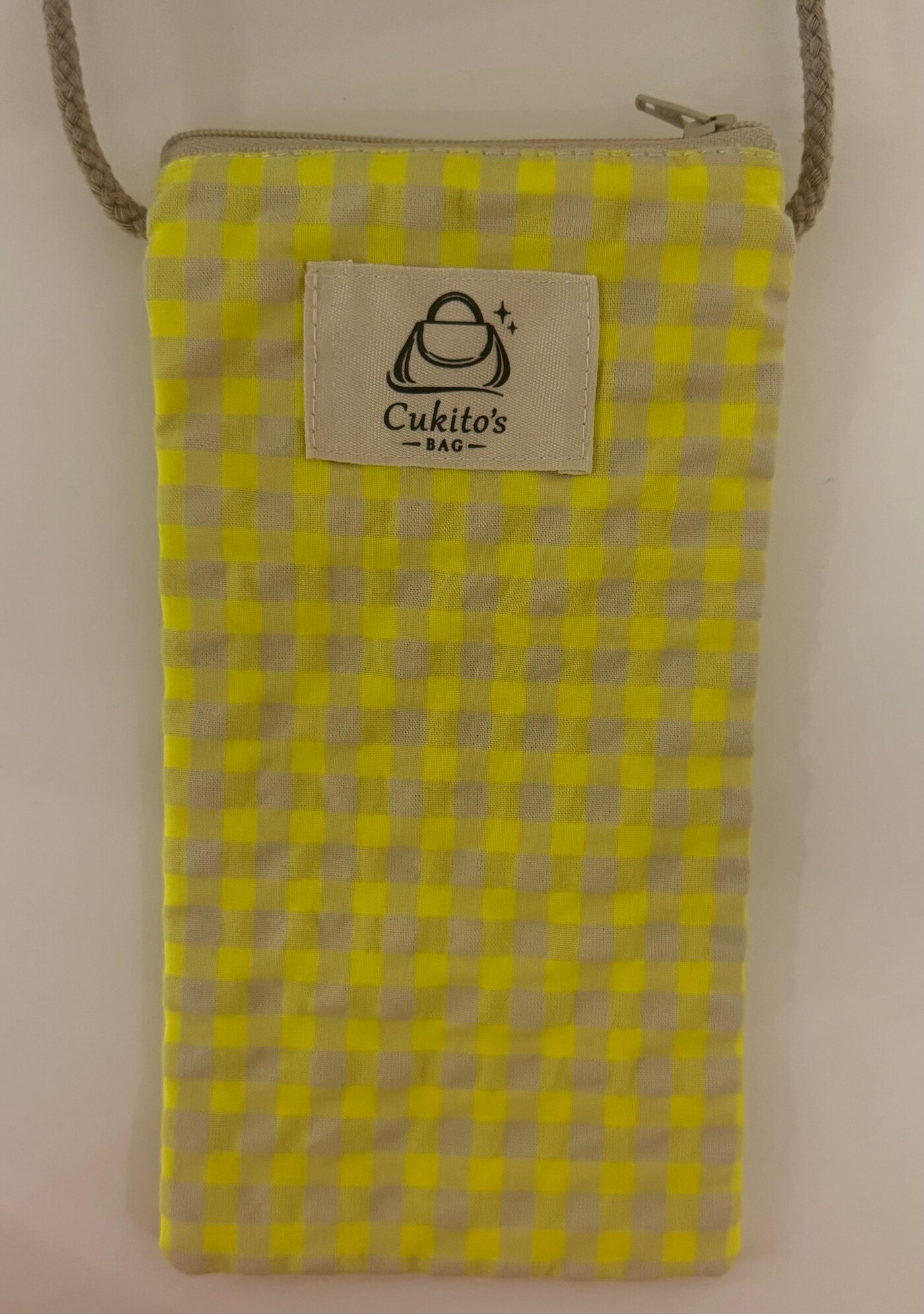 Bolsito Porta Móvil Vichy Amarillo Pastel